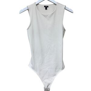 Express Body Contour White Sleeveless Open Back Cutout Thong Bodysuit Size S